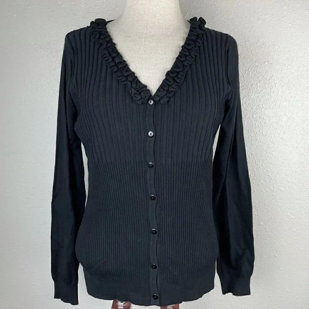 Luciano Dante Black Cardigan Top Size L EUC